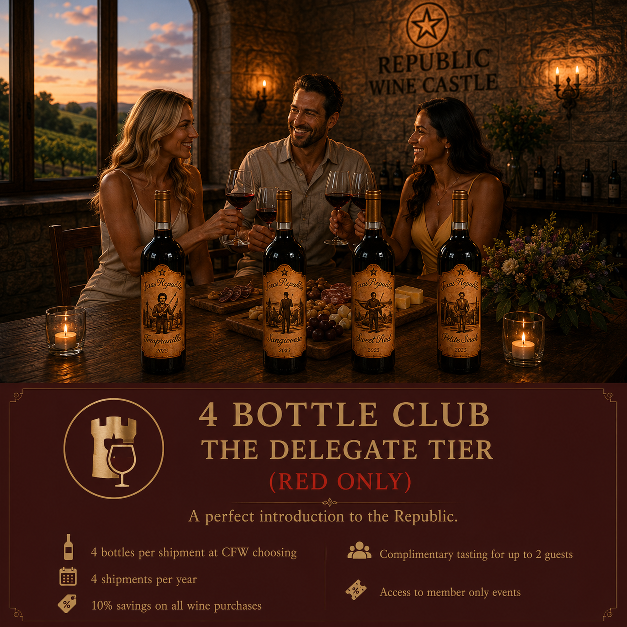 THE 4 BOTTLE CLUB - THE DELEGATE TIER (Red Only)