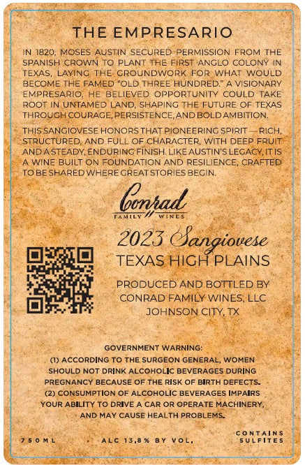 The Empresario - Texas Republic Sangiovese