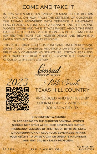 Come And Take It - Texas Republic Petite Sirah