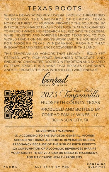 Texas Roots - Texas Republic Tempranillo